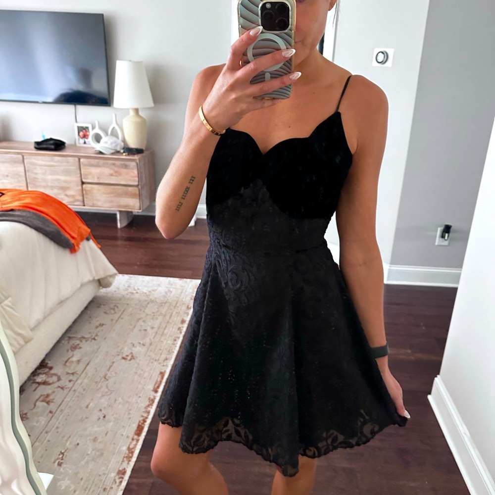Vintage Jessica McClintok Gunne Sax velvet floral skater dress mini dress